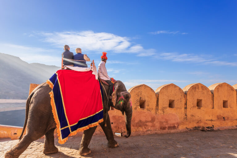 riding-elephats-famous-tourist-attraction-amber-fort-jaipur-india